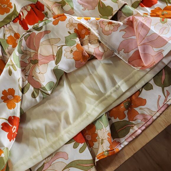 Entro Floral Mini Dress - Orange and Green - Picture 3 of 12